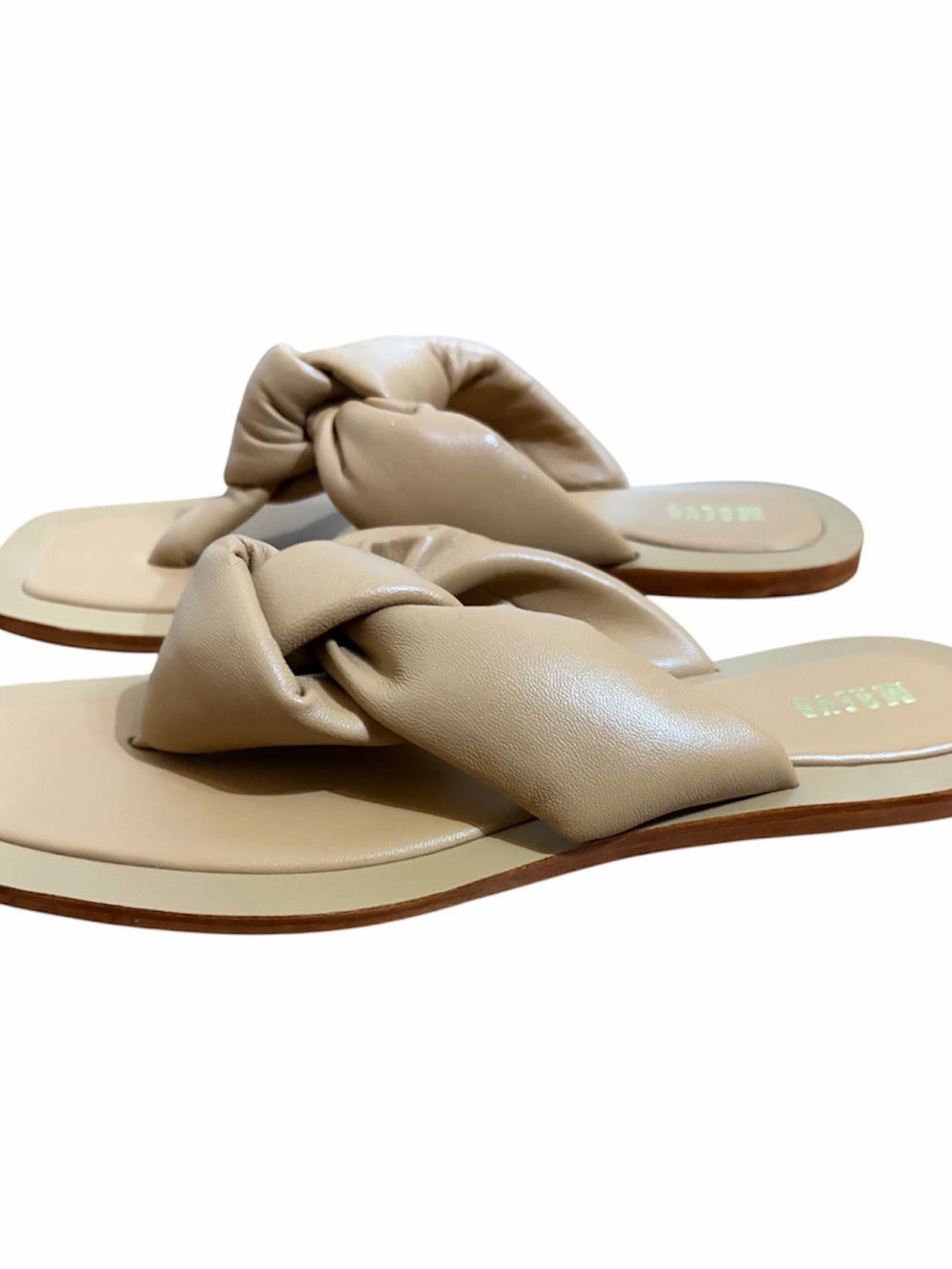 Maeve Anthropologie Nude Knotted Sandals Size 8 Padded Square Toe - Picture 4 of 8